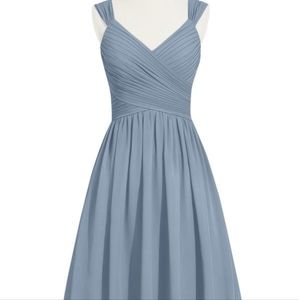 Azazie Mikeala Bridesmaid Dress in Dusty Blue Size 8/10
